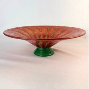 SIGNED JAN ERIK RITZMAN AND SVEN-AKE CARLSSON TRANSJO HYTTA GLASS FOOTED BOWL